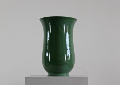 Gio Ponti Large Round Vase in Green Ceramic by Richard Ginori 1930s Italy