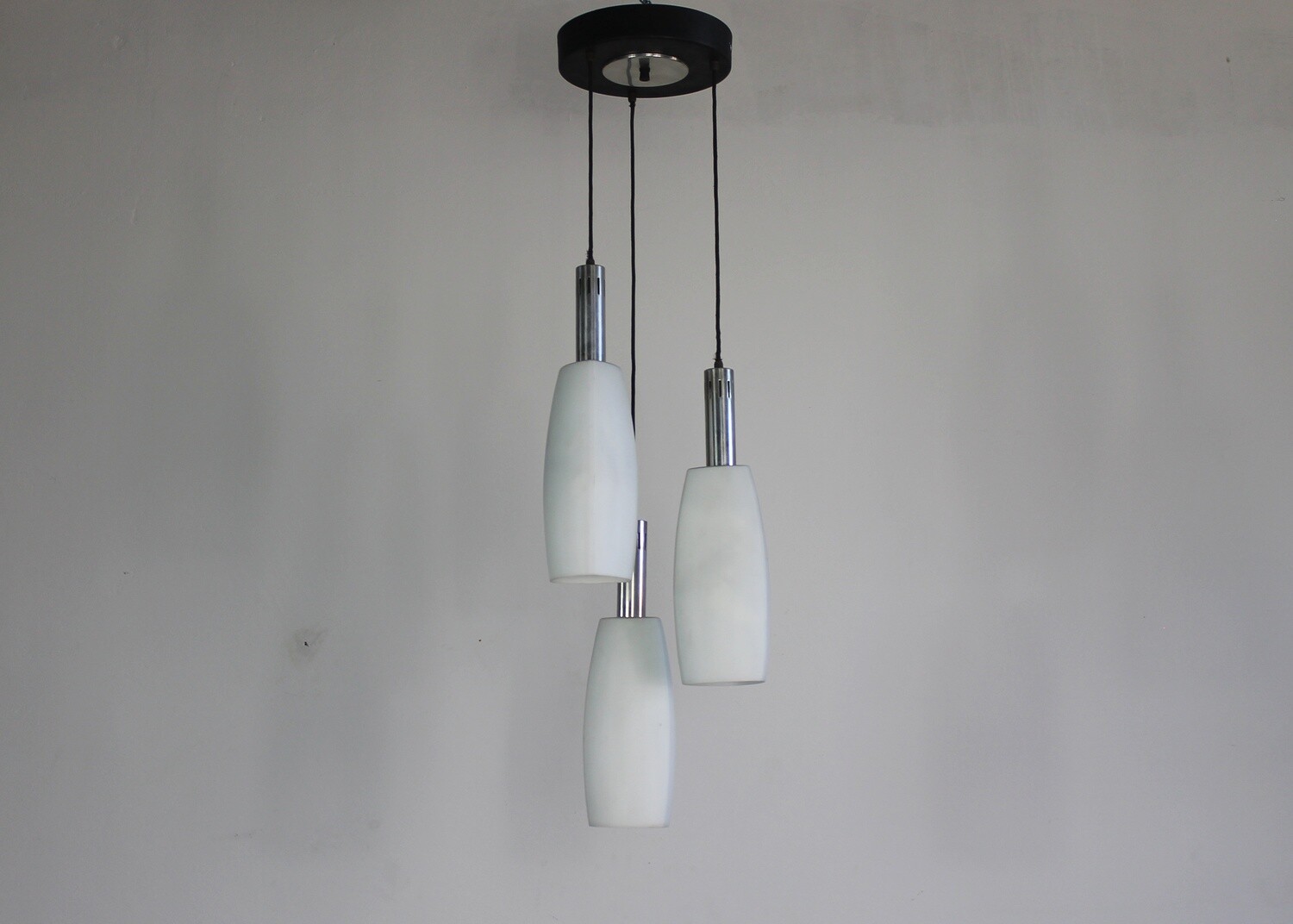 Celing Lamp with Three Opaline Glass Elements by Stilnovo Italy 1970s