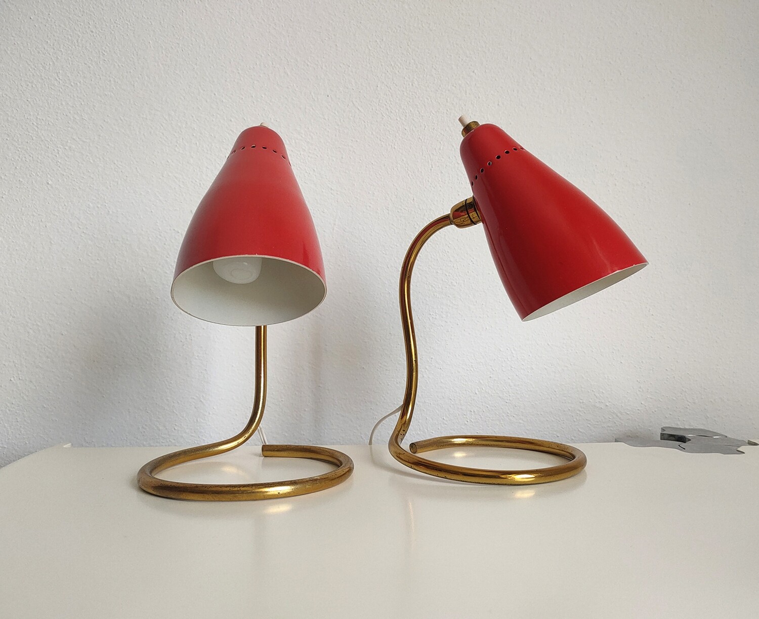 Giuseppe Ostuni Set of Two Table Lamps Model 214 or Vipere by O-luce 1950s Italy