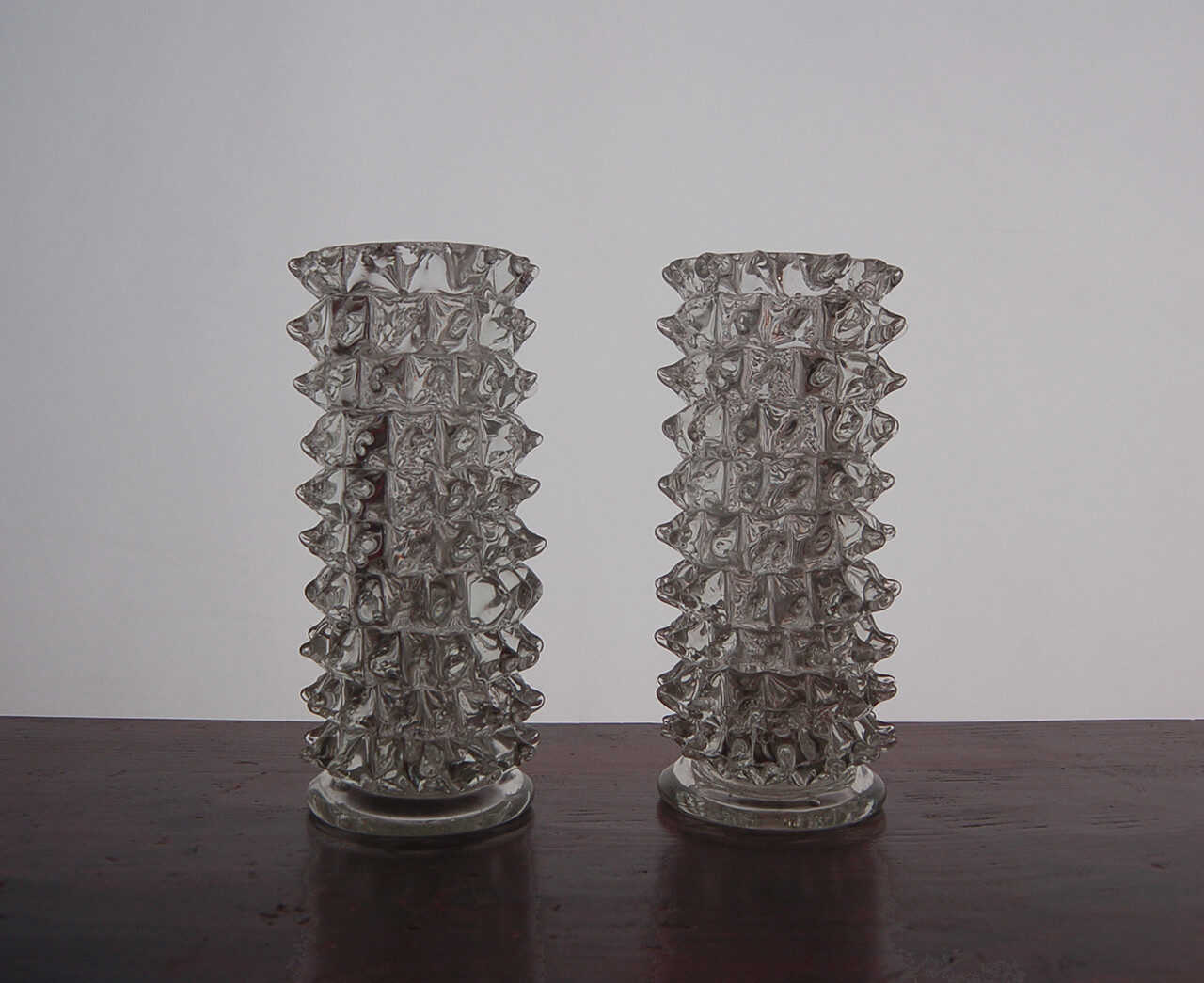 Barovier & Toso Set of Two Rostrato Vases in Murano Glass 1940s