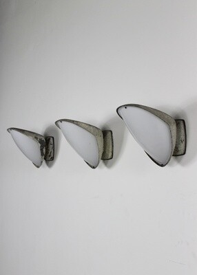 Gio Ponti Set of Three Wall Lamps in Lacquered Aluminum and Perspex by Greco 1960s