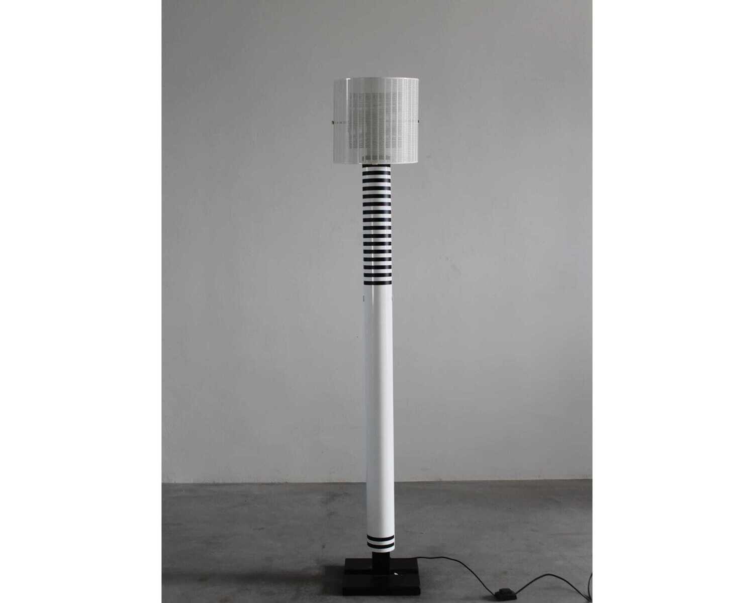 Mario Botta Shogun Floor Lamp in Black and White Metal by Artemide 1986