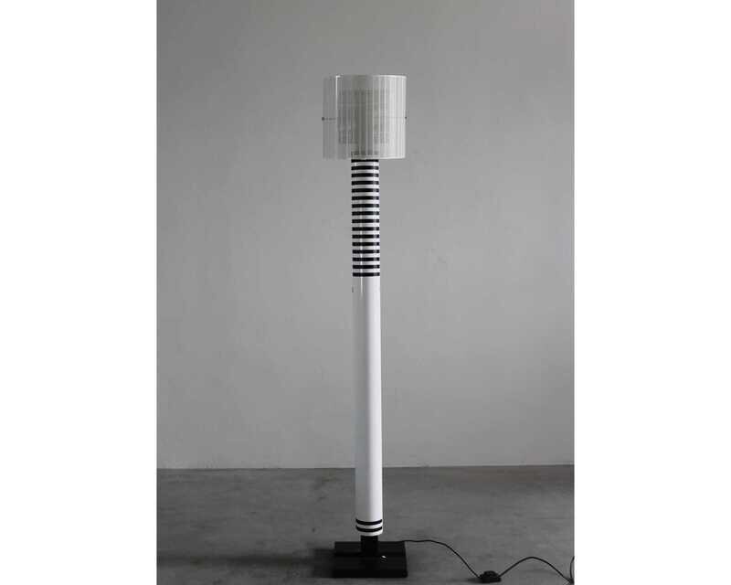 Mario Botta Shogun Floor Lamp in Black and White Metal by Artemide 1986