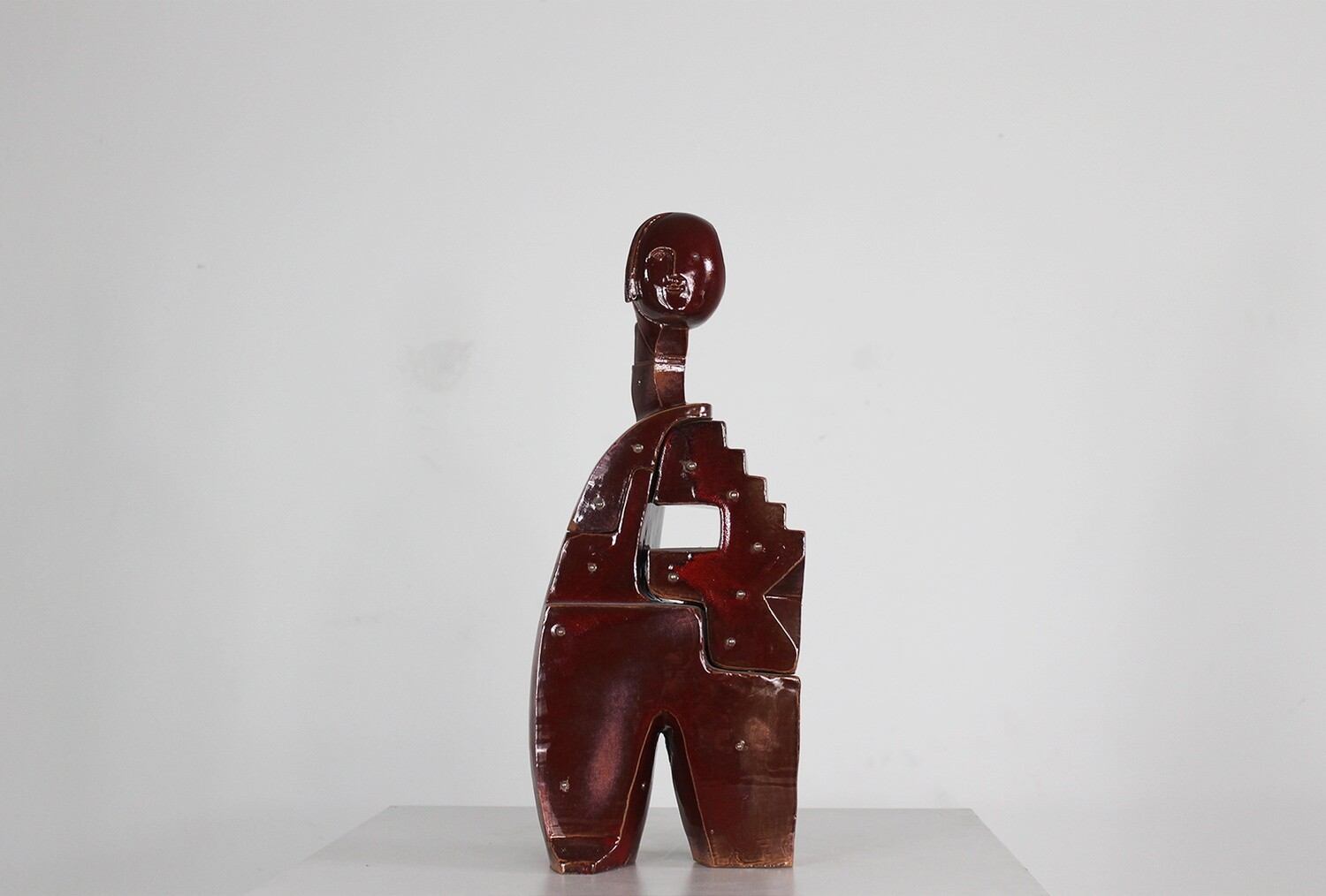 Fabio Provinciali Sculpture in Glazed Terracotta with Metal Studs 1999