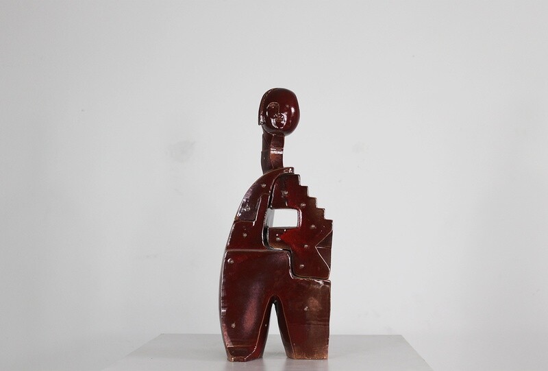 Fabio Provinciali Sculpture in Glazed Terracotta with Metal Studs 1999
