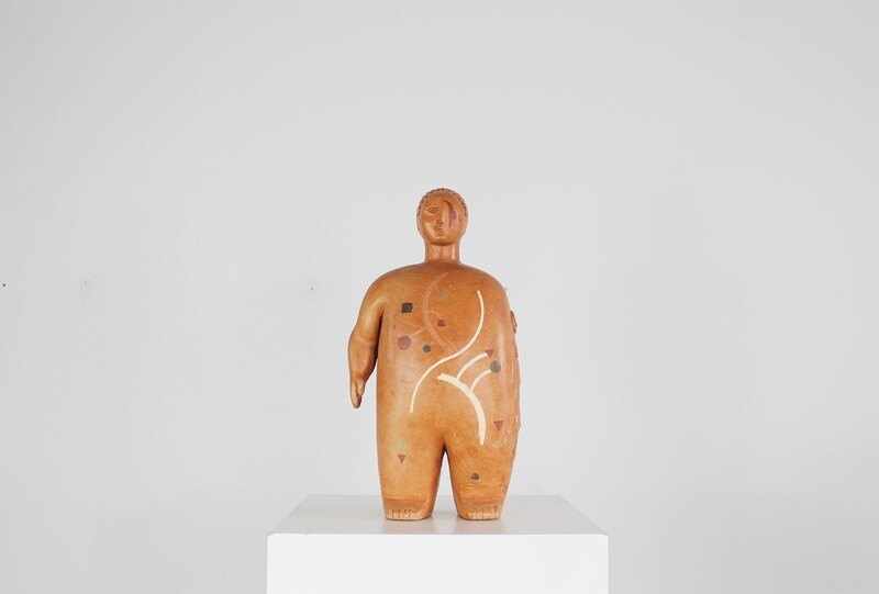 Fabio Provinciali Sculpture in Terracotta with Metal Studs 1990s