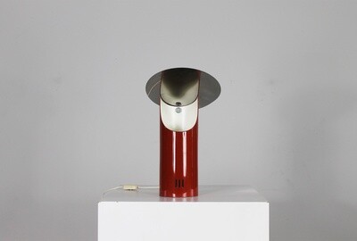 Table Lamp in Red Lacquered Stainless Steel by Studio Set 1970s Italy