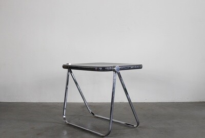 Giancarlo Piretti Platone Folding Table in Steel and Black Polyurethane 1970s Giancarlo Piretti Platone Folding Table in Steel and Black Polyurethane 1970s