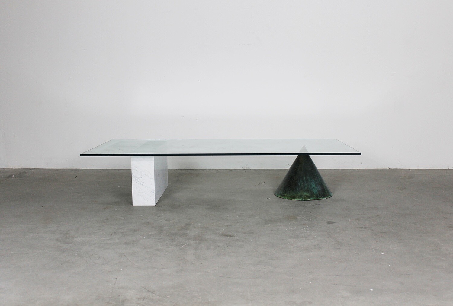 Massimo Vignelli Kono Table in Carrara Marble and Copper by Casigliani 1980s