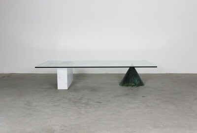 Massimo Vignelli Kono Table in Carrara Marble and Copper by Casigliani 1980s