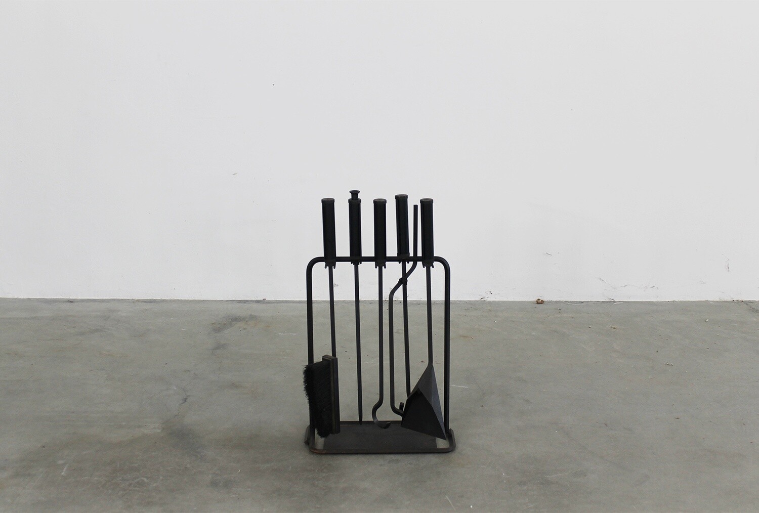Tobia & Afra Scarpa Fireplace Tools in Iron and Wood by Dimensione Fuoco 1980s