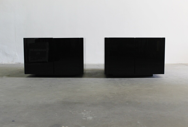 Massimo & Lella Vignelli Set of Two Black Saratoga Bar Cabinet by Poltronova 1960s