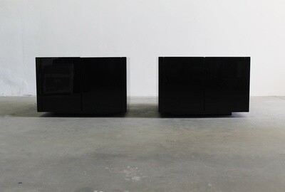 Massimo & Lella Vignelli Set of Two Black Saratoga Bar Cabinet by Poltronova 1960s