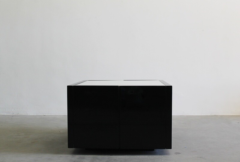 Massimo & Lella Vignelli Black Saratoga Side Table or Bar Cabinet by Poltronova 1960s