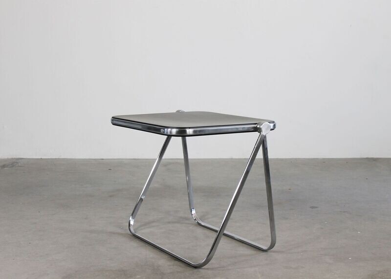 Giancarlo Piretti Platone Folding Table in Steel and Black Polyurethane 1970s