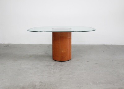 Tobia & Afra Scarpa Tobio Table in Leather and Crystal by B&B Italy 1970s