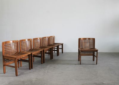Titina Ammannati & Giampiero Vitelli Six Transenna Chairs By Pozzi And Verga 1970s Titina Ammannati & Giampiero Vitelli Six Transenna Chairs By Pozzi And Verga 1970s