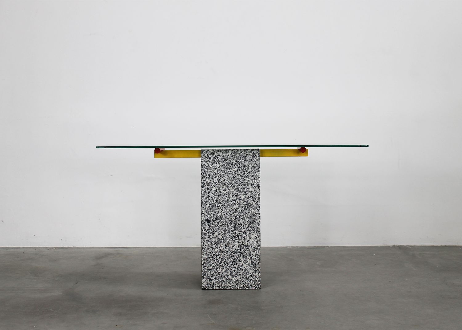 Console Table in Granite Lacquered Metal and Glass from 1990s