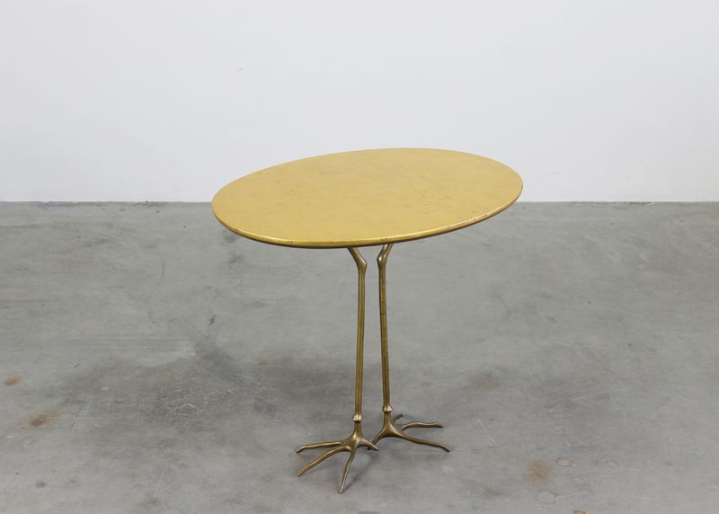 Meret Oppenheim Traccia Side Table in Wood Gold Leaf and Bronze by Gavina 1980s