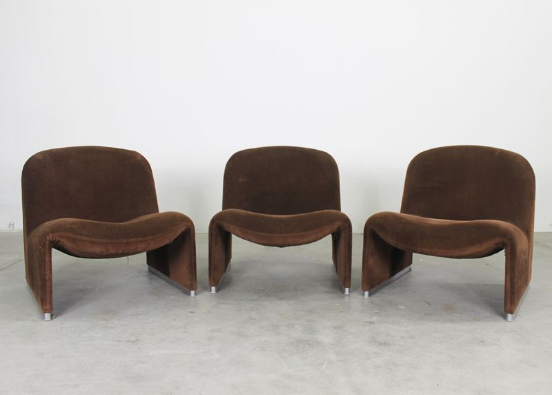 Giancarlo Piretti Set of Three Dark Brown Alky Chairs by Anonima Castelli 1970s