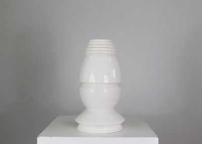 Sergio Asti BBK Vase in White Enameled Ceramic Dated in 1980s Author's Proof