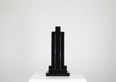 Ettore Sottsass Y15 Vase in Black Enameled Ceramic Yantra Series Poltronova 1970s