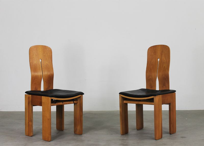 Carlo Scarpa Set of Two 765 Chairs by Bernini 1970s