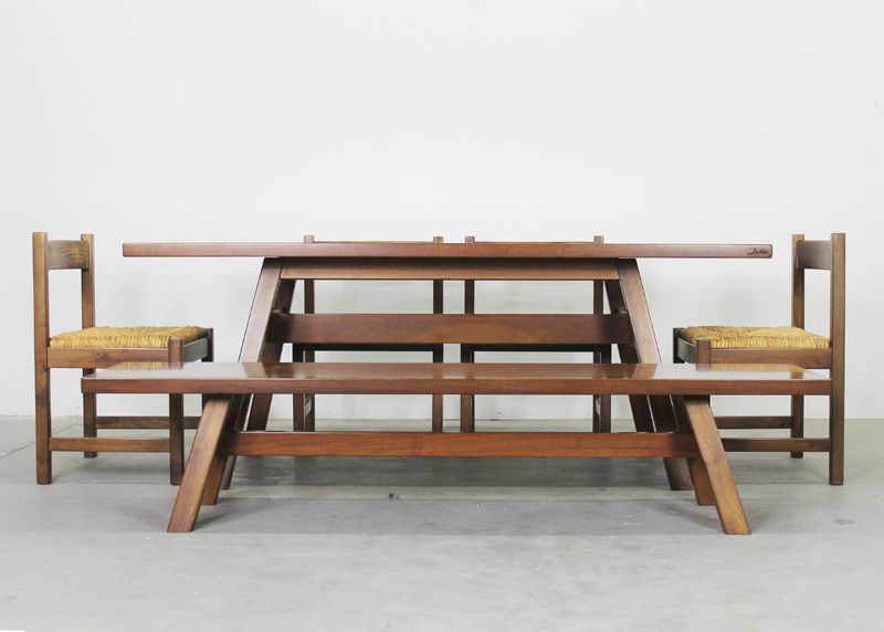 Giovanni Michelucci Torbecchia Dining Room Set with Bench by Poltronova 1960s