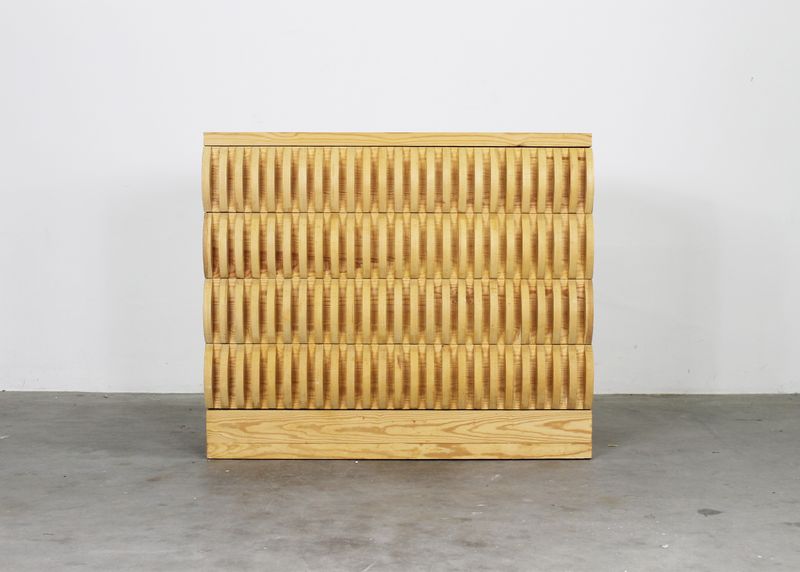 Mario Ceroli Annabella Chest of Drawers in Wood Mobili della Valle series by Poltronova 1970s