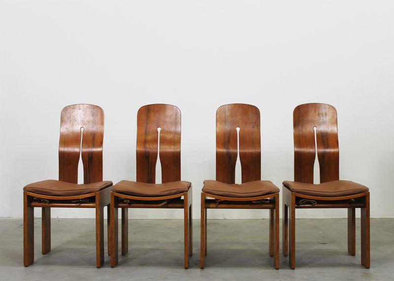 Carlo Scarpa Set of Four 765 Chairs by Bernini 1970s