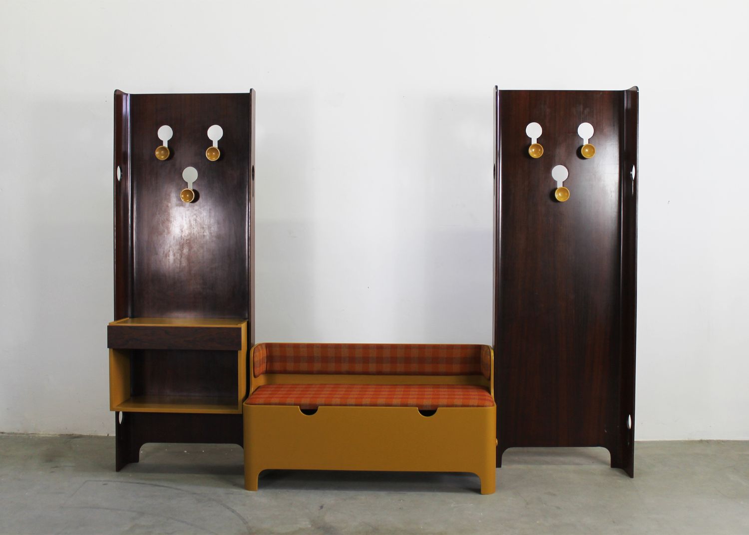 Carlo de Carli Entrance Hall Set in Plywood and Fabric by FIARM 1960s