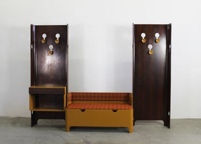 Carlo de Carli Entrance Hall Set in Plywood and Fabric by FIARM 1960s