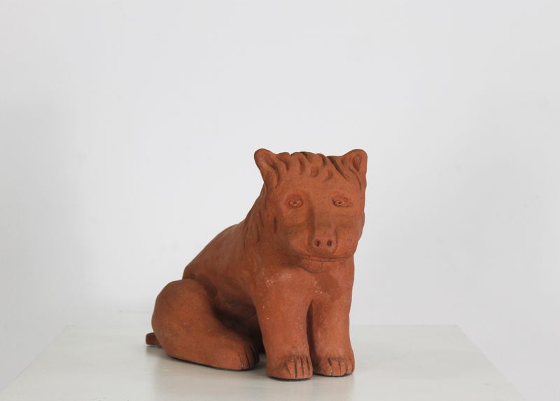 Nathalie du Pasquier Terracotta Sculpture Lion by Sarri 1990s