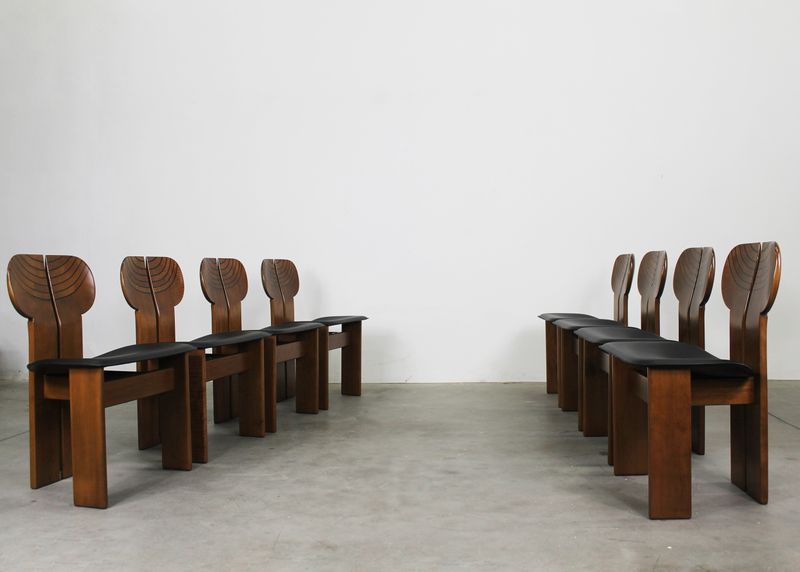 Tobia and Afra Scarpa Set of Eight Africa Chairs by Maxalto 1970s