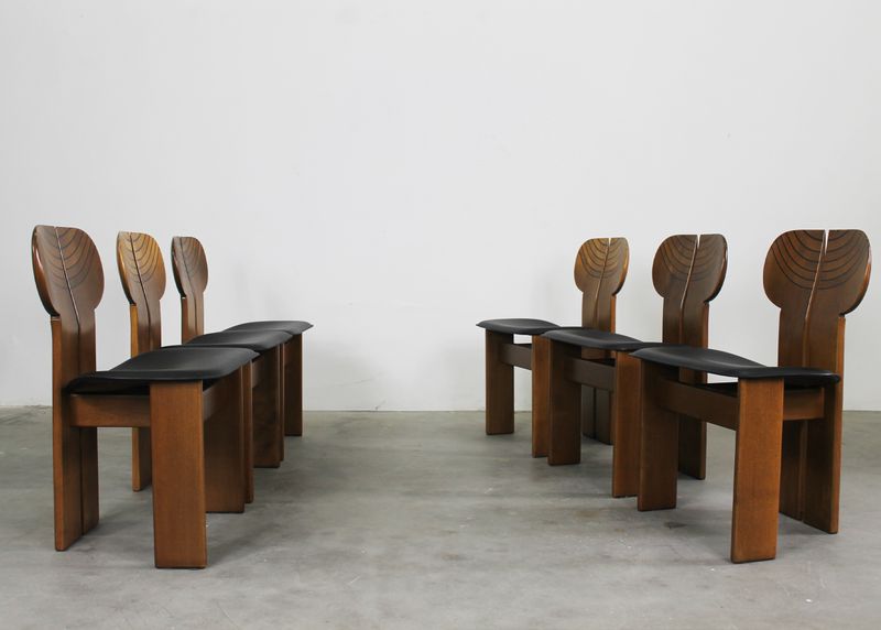 Tobia and Afra Scarpa Set of Six Africa Chairs by Maxalto 1970s