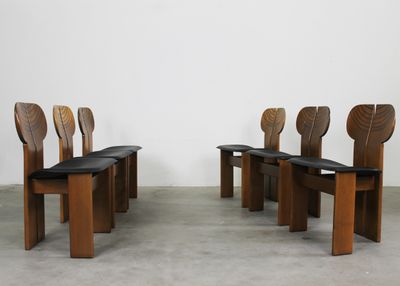 Tobia and Afra Scarpa Set of Six Africa Chairs by Maxalto 1970s
