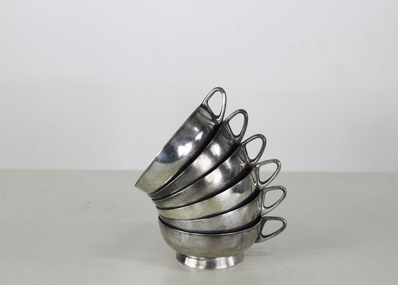 Gio Ponti Set of Six Cups in Silver Alpacca for Fratelli Calderoni 1950s