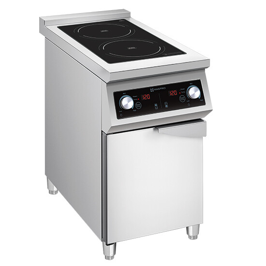 Mastro Induction plate with 2 cooking zones each 5,0 kW on closed cabinet Mastro Induction plate with 2 cooking zones each 5,0 kW on closed cabinet
