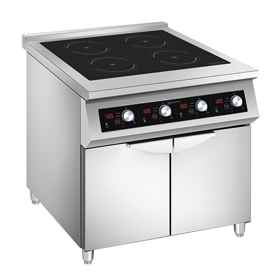 Mastro Induction plate with 4 cooking zones each 5,0 kW on closed cabinet Mastro Induction plate with 4 cooking zones each 5,0 kW on closed cabinet