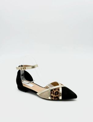 Bailarina mini tacon negro-animal print