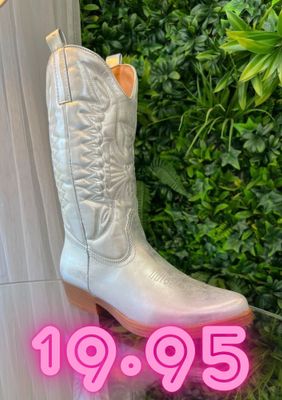 Bota cowboy envejecida plata