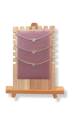 Pulseras corazón con brillo rosa