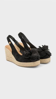 Cuña alta flor negro