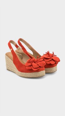 Cuña alta flor rojo