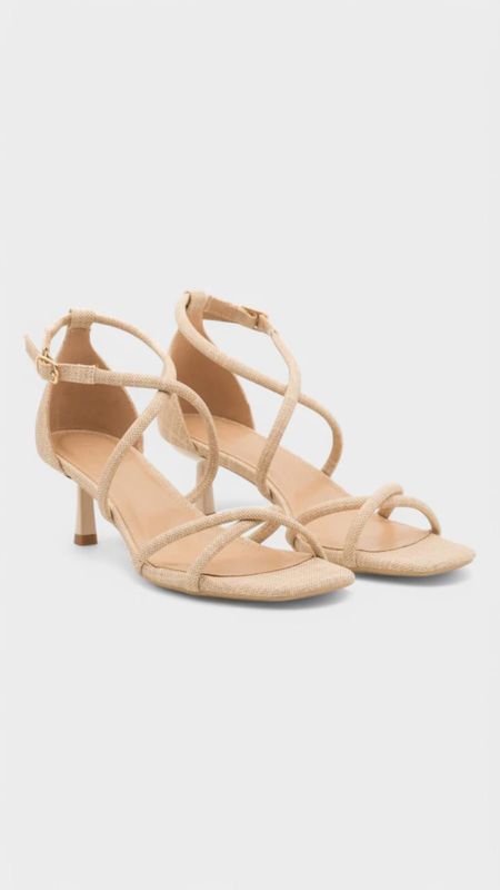 Tacon fino tiras beige