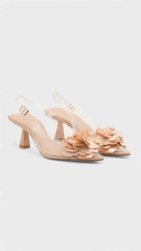 Tacon transparente flor nude