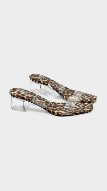 Tacon dos tiras transparente leopardo
