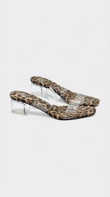 Tacon dos tiras transparente leopardo