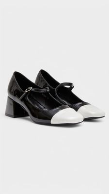 Zapato tacon bicolor mercedita negro/blanco