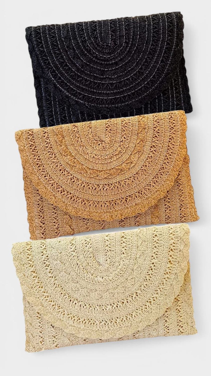 Bolso mano rafia encaje